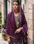 Designer Party Wear Chinon Silk Salwar Suit Collection Purple Chinon Silk Palazzo Straight Close-up View